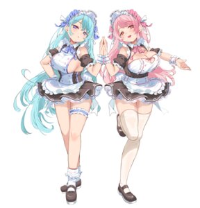 Rating: Questionable Score: 29 Tags: garter kibii_mocha maid no_bra skirt_lift thighhighs User: SenjounoValkyria