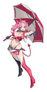 Rating: Questionable Score: 35 Tags: bikini heels horns kanan-sama_wa_akumade_choroi kanan_zebul nonco pointy_ears swimsuits tail thighhighs umbrella User: VigorousMMM