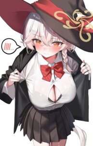 blue_archive bra drawing_flover halo open_shirt see_through seifuku shirao_eri undressing witch