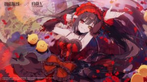 azur_lane crossover date_a_live dress gothic_lolita heterochromia lolita_fashion manjuu_(azur_lane) noco tokisaki_kurumi wet