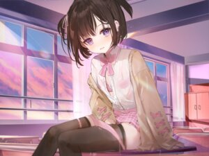 2833osi bra garter loli open_shirt pantsu panty_pull pussy_juice see_through seifuku sweater thighhighs wet_clothes