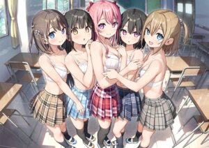 bra kantoku kurumi_(kantoku) miyaguchi_kei nagisa_(kantoku) seifuku shizuku_(kantoku) sora_(kantoku) symmetrical_docking thighhighs