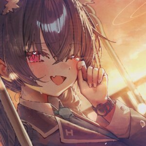 animal_ears betabeet blue_archive kuromi_serika nekomimi seifuku wet