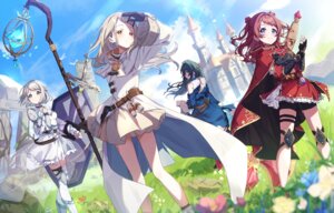 armor bike_shorts gakuen_idolm@ster garter hanami_saki katsuragi_lilja kirizuki_reika shinosawa_hiro sword the_idolm@ster thighhighs tsukimura_temari weapon