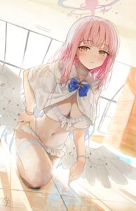angel bikini blue_archive hidulume misono_mika swimsuits thighhighs wet wings