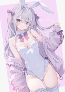 Rating: Questionable Score: 64 Tags: animal_ears bunny_ears bunny_girl no_bra thighhighs yoshino_ryou User: Anonymous