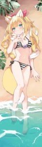 animal_ears bikini dakimakura kamiyoshi_rika kitsune swimsuits tail wet
