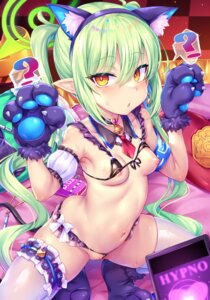 animal_ears bikini blue_archive breasts garter halo loli nipples panty_pull pointy_ears pussy see_through swimsuits tachibana_hikari tail thighhighs thong toraishi_666 uncensored wet