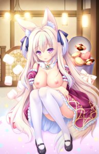 Rating: Questionable Score: 41 Tags: animal_ears arcana_alchemia breast_hold breasts dress fine_(arcana_alchemia) kitsune lump_of_sugar moekibara_fumitake nipples no_bra pantsu skirt_lift tail thighhighs User: k25c2yf