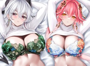 Rating: Questionable Score: 48 Tags: bra changli horns lingerie rain_(rain910) shirt_lift sweater tail wuthering_waves zani User: FutureTribute