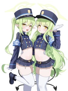 blue_archive halo loli pointy_ears tachibana_hikari tachibana_nozomi tagme tail thighhighs uniform