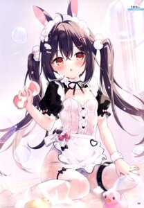 animal_ears bunny_ears bunny_girl cream garter loli maid no_bra pantyhose see_through umeko_machi wet wet_clothes