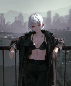 bra chainsaw_man dinoartforame fami_(chainsaw_man) open_shirt