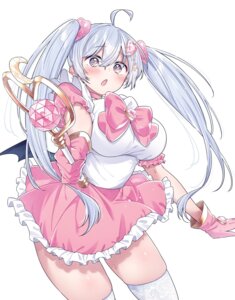 Rating: Safe Score: 22 Tags: fukuchi_kamio hiwamura_hiyori skirt_lift thighhighs uniform weapon wings yowayowa_sensei User: himeno_nanako