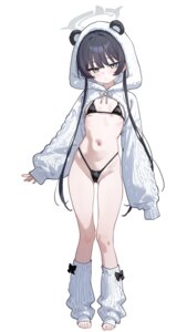 animal_ears bikini blue_archive eco_376124 halo loli ryuuge_kisaki sweater swimsuits thong