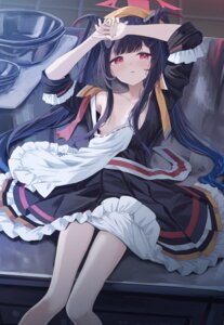 aikiyo_fuuka blue_archive breasts halo horns loli no_bra open_shirt seifuku skirt_lift takashima_shoa
