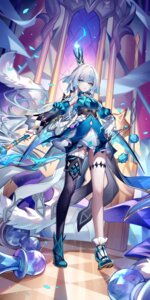 Rating: Questionable Score: 9 Tags: cerydra dress garter heels honkai:_star_rail pantsu sheya skirt_lift thighhighs weapon User: charunetra