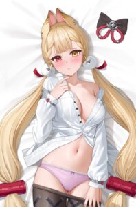 alice_thymefield animal_ears bunny_ears cameltoe dakimakura heterochromia keine09 no_bra open_shirt pantsu pantyhose wet zenless_zone_zero