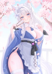 Rating: Questionable Score: 58 Tags: animal_ears bibixart kitsune maid no_bra open_shirt otoha_(stella_sora) stella_sora tail thighhighs wa_maid User: VigorousMMM