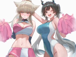 Rating: Questionable Score: 44 Tags: animal_ears arknights arknights:_endfield c113oreo cheerleader chen_qianyu_(arknights) horns perlica_(arknights) skirt_lift swimsuits tail wet User: VigorousMMM