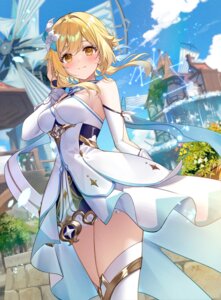 Rating: Safe Score: 32 Tags: dress genshin_impact kisaragi_yuri lumine no_bra thighhighs User: himeno_nanako