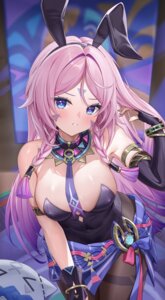 animal_ears bunny_ears bunny_girl citlali erect_nipples genshin_impact lunacle no_bra pantyhose see_through tattoo