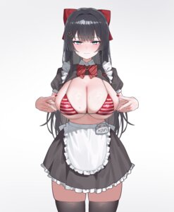 bikini_top maid sangobob shirayuki_hina stellive swimsuits thighhighs waitress wet