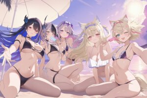 animal_ears bandaid bikini fuwawa_abyssgard garter hololive hololive_english horns inumimi koseki_bijou mococo_abyssgard nerissa_ravencroft selfie shiori_novella swimsuits szkure. tail