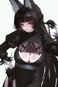animal_ears artist_revision cosplay dress hoshimi_miyabi kitsune nier nier_automata nixeu no_bra nopan see_through yorha_no.2_type_b zenless_zone_zero