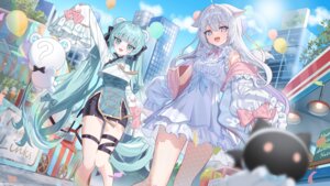 animal_ears asian_clothes detexted dress fishnets garter komiya_latte pantyhose tail