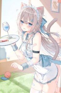 animal_ears bandages bandaid maid nekomimi riri_(ri0177) tail thighhighs waitress