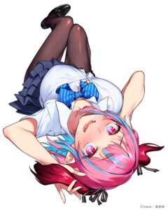 kanan-sama_wa_akumade_choroi nonco pantyhose pointy_ears seifuku skirt_lift takakiyo_kanan