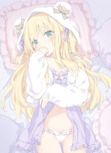 animal_ears kani_biimu lingerie loli pajama pantsu shimotsuki_potofu sketch string_panties