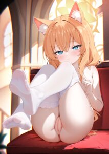 animal_ears anus areola blue_archive feet halo iochi_mari loli naked nekomimi pussy radoremo thighhighs uncensored