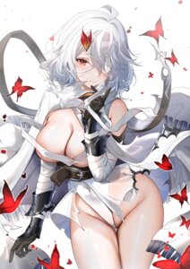 armor bandages duet_night_abyss eyepatch leotard ninja no_bra see_through torn_clothes weapon yukineko1018