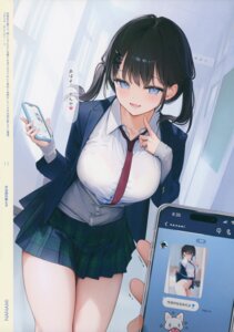 bra mignon mignon_works nanami_(mignon) nopan see_through seifuku selfie skirt_lift sweater