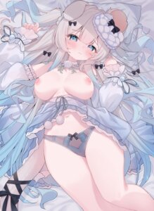 Rating: Questionable Score: 31 Tags: animal_ears breasts first_stage_production leafpie_zaurus nilim_snowmelt nipples no_bra pajama pantsu skirt_lift tail User: Anonymous