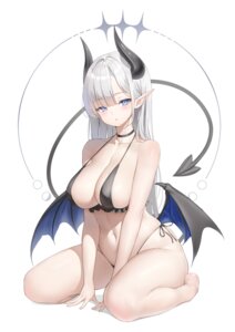 bikini horns keibeam mona_(mokang) pointy_ears swimsuits tail wings