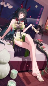 Rating: Questionable Score: 39 Tags: arknights arknights:_endfield asian_clothes heels horns pointy_ears see_through tail wet zayur zhuang_fangyi_(arknights) User: VigorousMMM