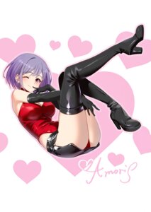 bang_dream! bang_dream!_ave_mujica dopamine70 heels leotard no_bra skirt_lift thighhighs yuutenji_nyamu