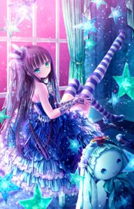 blucielo dress harukaze_setsuna heels lolita_fashion no_bra see_through skirt_lift thighhighs tinkle