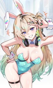 Rating: Questionable Score: 8 Tags: animal_ears bunny_ears bunny_girl foxyreine garter headphones lynae no_bra wuthering_waves User: Arsy