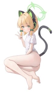 animal_ears blue_archive halo headphones loli nekomimi pantsu saiba_midori springrain_06 tail thong