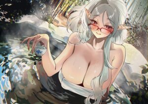 Rating: Questionable Score: 29 Tags: bathing megane onsen pointy_ears sake sino42 towel wet User: Arsy