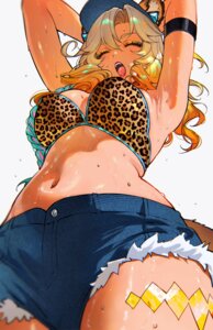 animal_ears bikini_top detexted genshin_impact qiandaiyiyu swimsuits tail tattoo wet xilonen