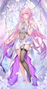 Rating: Questionable Score: 14 Tags: cyrene dress heels honkai:_star_rail melailai no_bra pointy_ears see_through stockings thighhighs User: Arsy