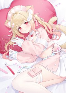 animal_ears garter kemomimi_refle! nekoma_karin nekomimi nurse shano_hiyori skirt_lift tail thighhighs