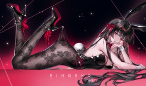 animal_ears bunny_ears bunny_girl chisa heels no_bra nopan pantyhose ringeko-chan see_through tail wuthering_waves