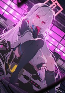 Rating: Safe Score: 35 Tags: baisi_shaonian blue_archive halo seifuku skirt_lift tendou_kei thighhighs undressing weapon User: Aleax