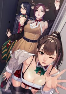 Rating: Questionable Score: 1 Tags: animal_ears christmas dress horns kagematsuri megane no_bra stockings thighhighs User: saemonnokami